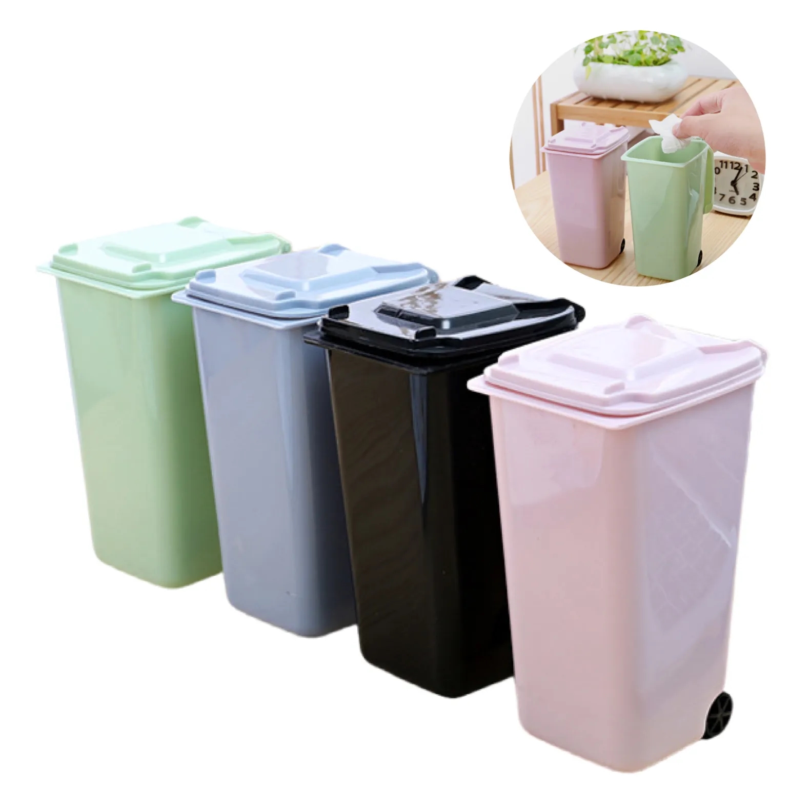 MOQ50 Plastic Mini Desktop Trash Bin Can 2