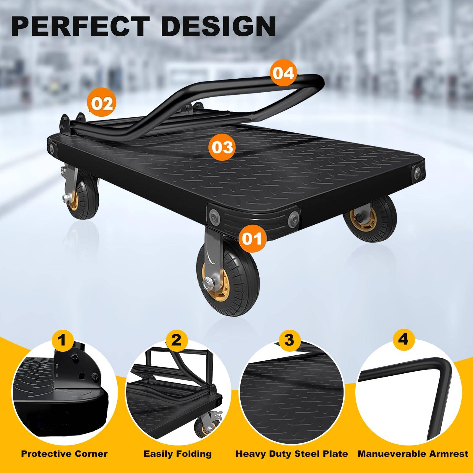 Foldable Utility Cart - Heavy Duty Portable Hand Truck 4