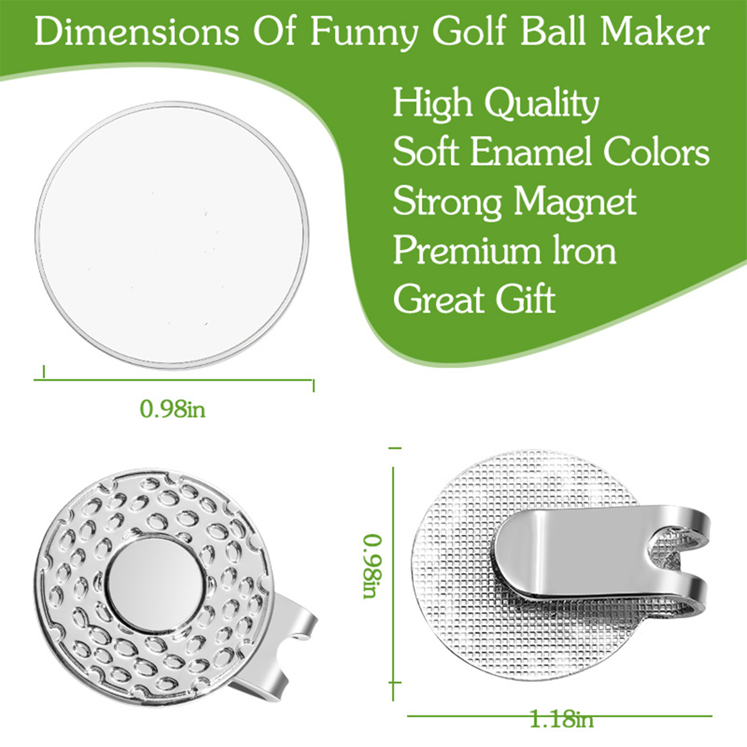 Magnetic Golf Ball Marker with Hat Clip ?C Steel 2