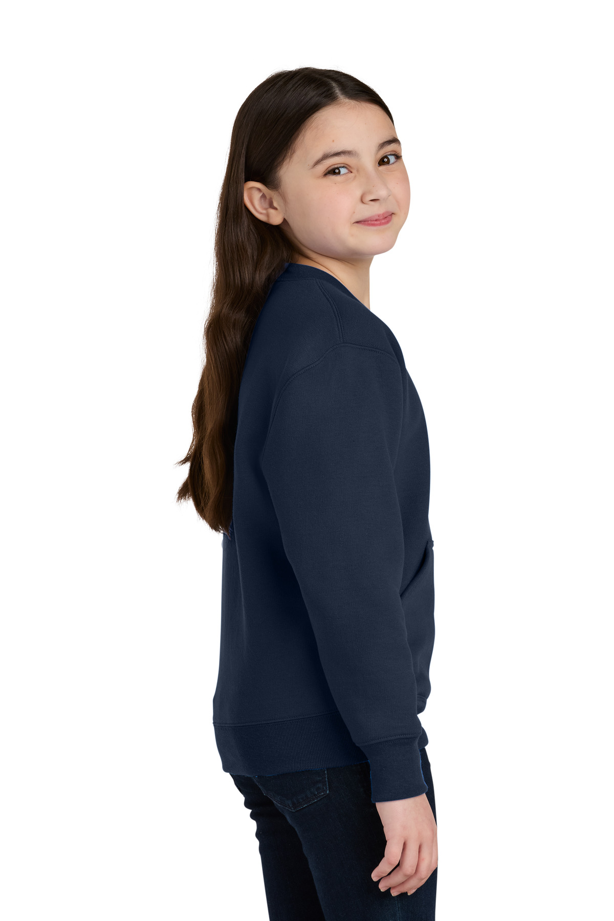 Port & Co Youth Core Fleece Crewneck Pocket Sweatshirt PC78YPKT 29