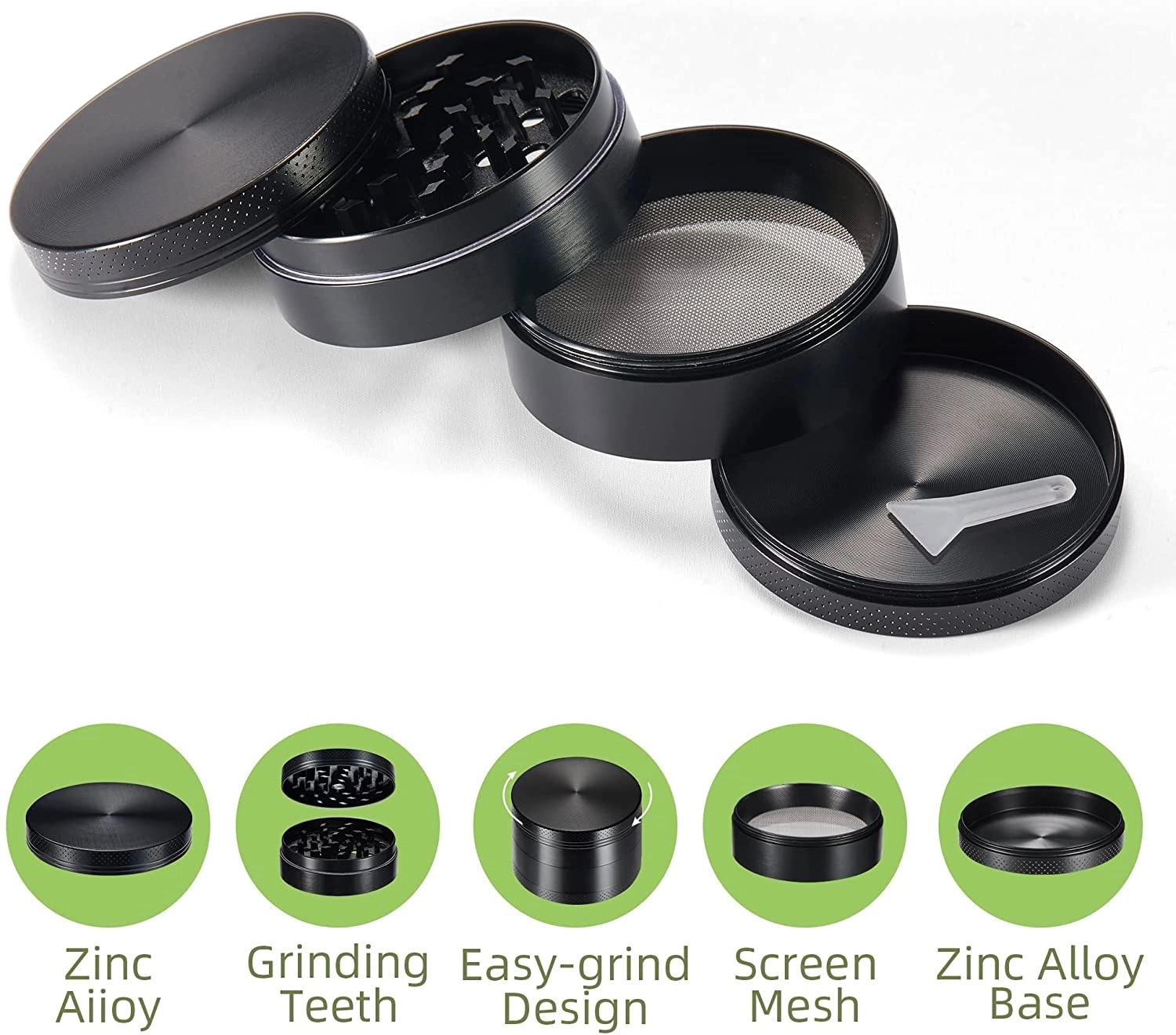 Aluminum 4-Layer Zinc Alloy Herb Grinder 3