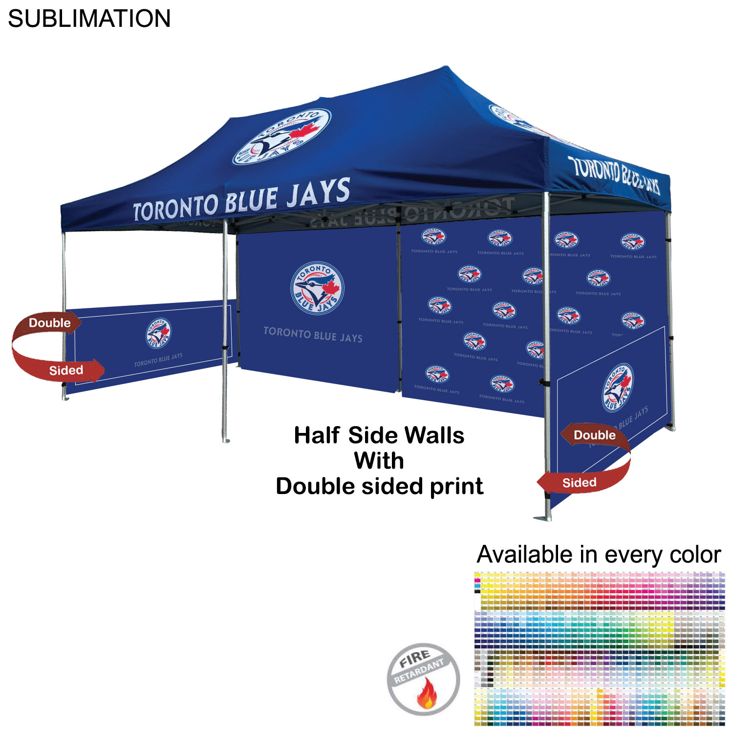 48 Hr Quick Ship - Half Side Wall for 10x20 Tent Kit, Sublimated, Double Sided Print 1