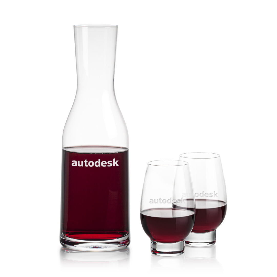 Caldmore Carafe & Glenarden Footed Wine, custom glassware with logo imprint 8