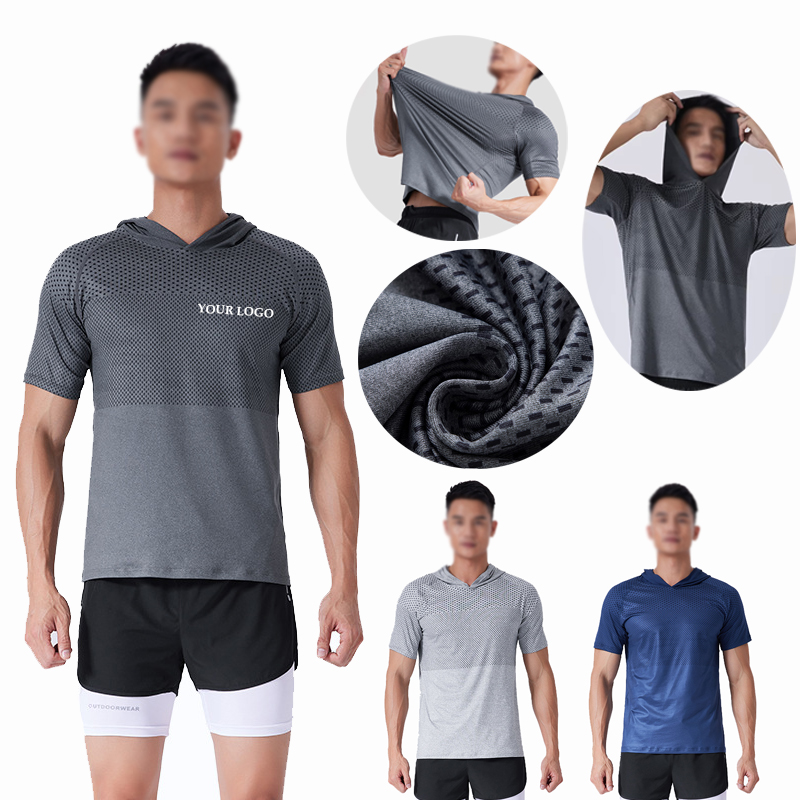 Men's Dry Fit Short Sleeve Active Athletic Hoodie Pullover Sweatshirt 3