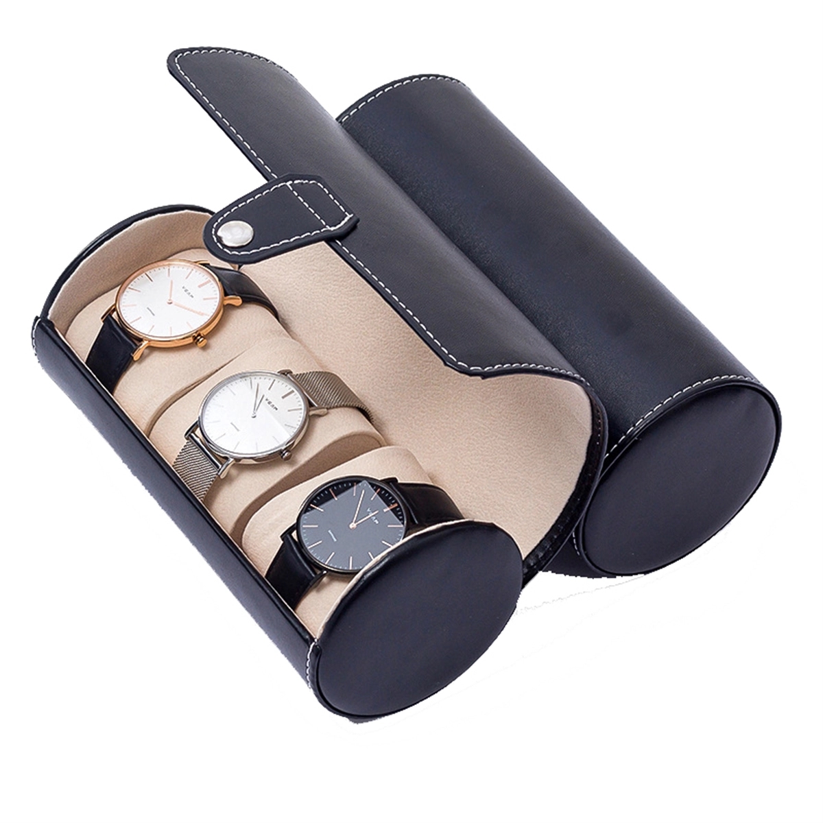 Pu Leather Travel Watch Case Roll Organizer Display Case 2