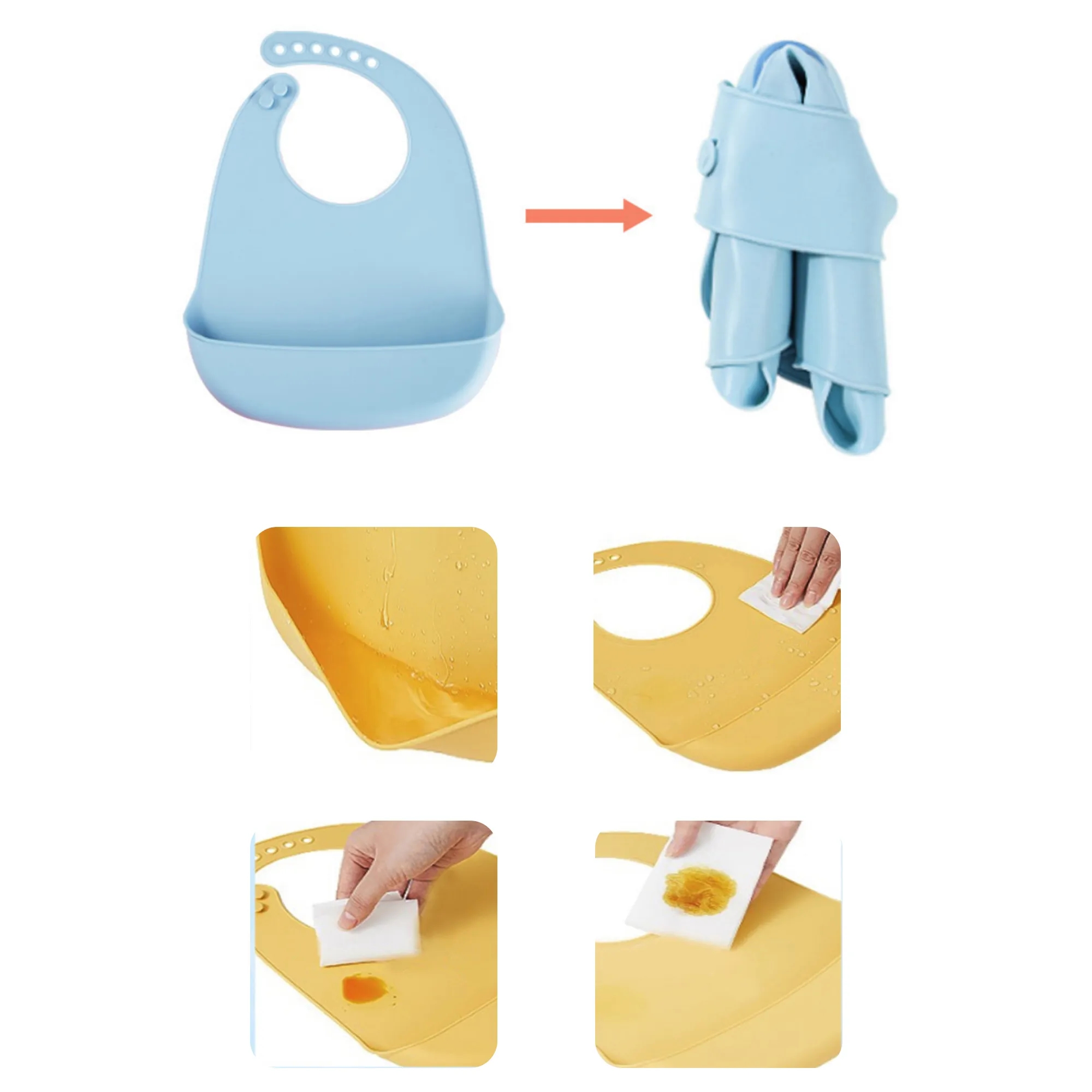 MOQ 50 PCS Adjustable Silicone Toddler Feeding Bib 3