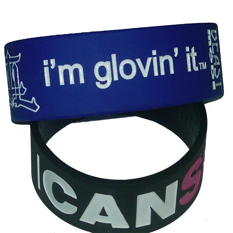 1" Debossed Color Filled Silicone Wristbands 1
