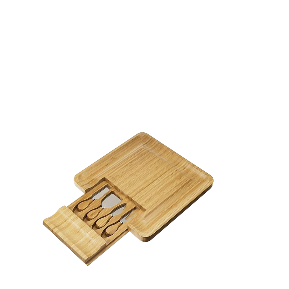 Twine Living Co Four Piece Bamboo Cheese Board and Knife Set