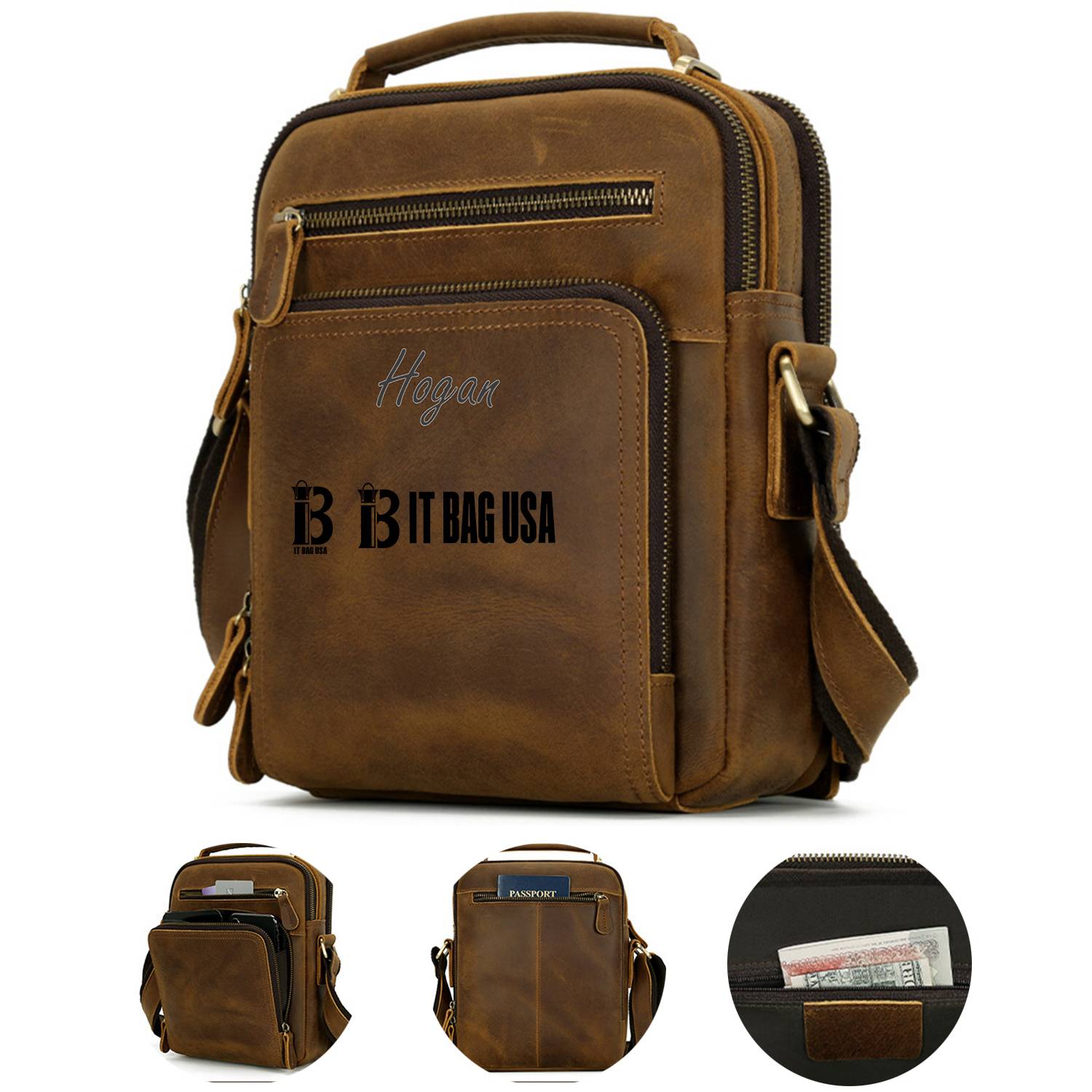 Leather Top Cowhide Men'S Backpack 9