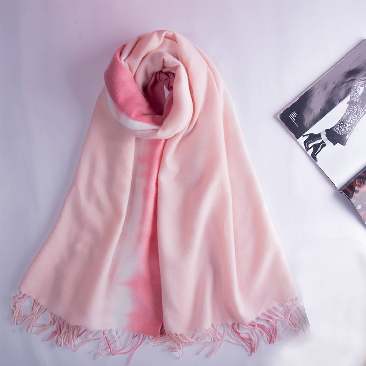 Versatile Gradient colour tassel shawl scarf 5