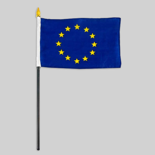 4"x6" European Union Flag With Black Plastic 10" Pole & Gold Spear 2
