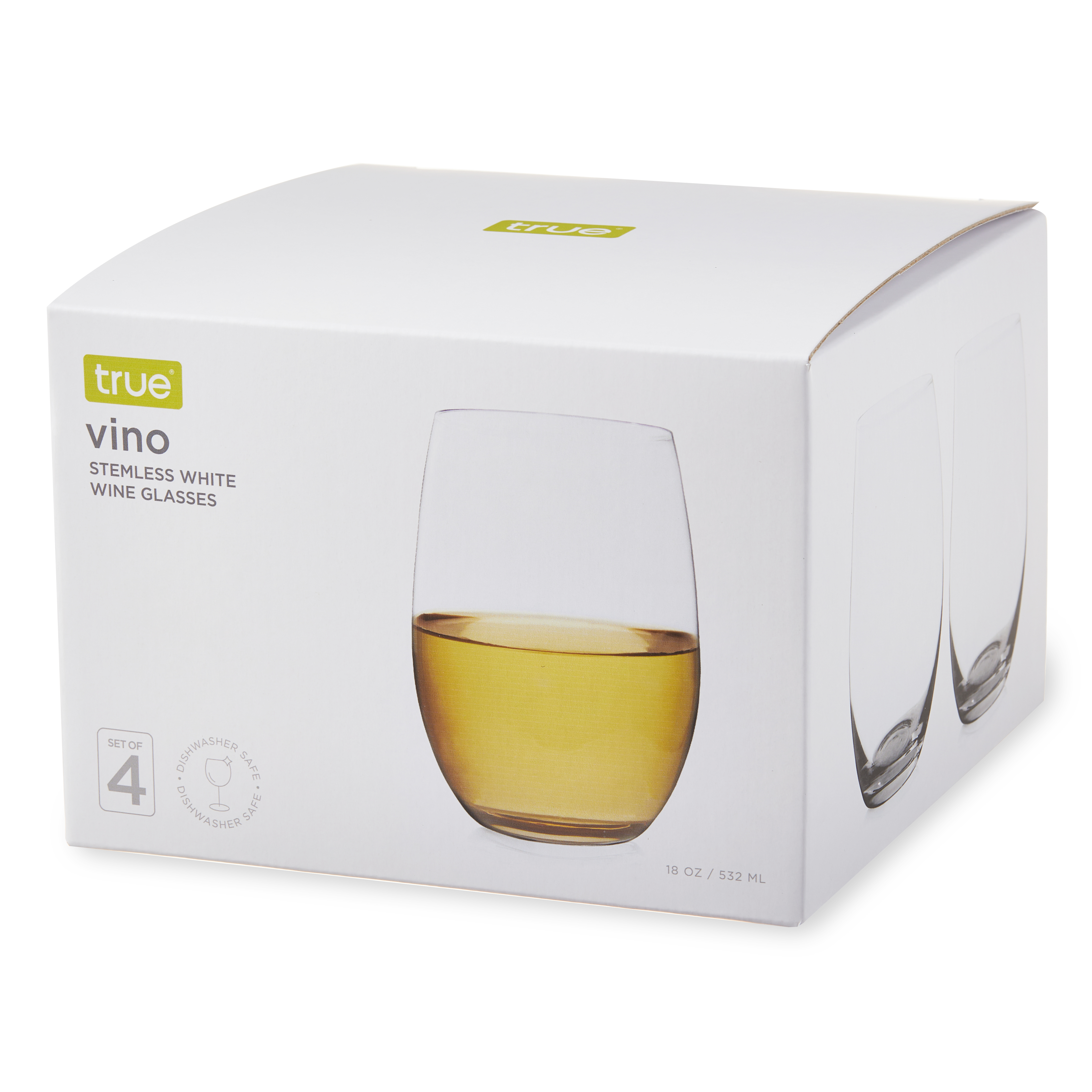 True® Vino Stemless White Wine Glass, set of 4 8