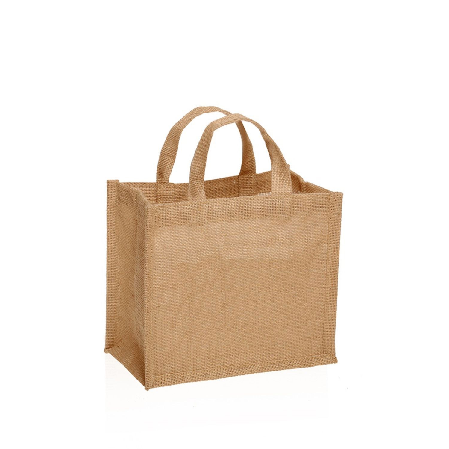 Recyclable Compact Jute Tote Bag W/ Gusset (9" x 8" x 5")