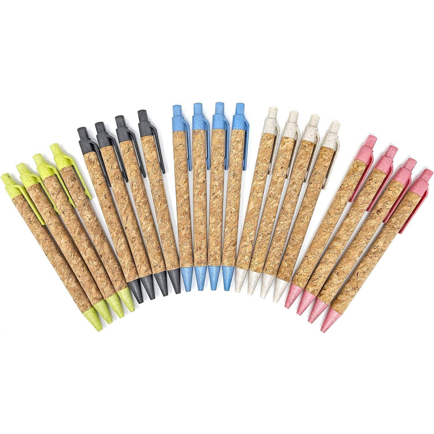Cork and recycled wheat straw Retractable Ballpoint Pen 3