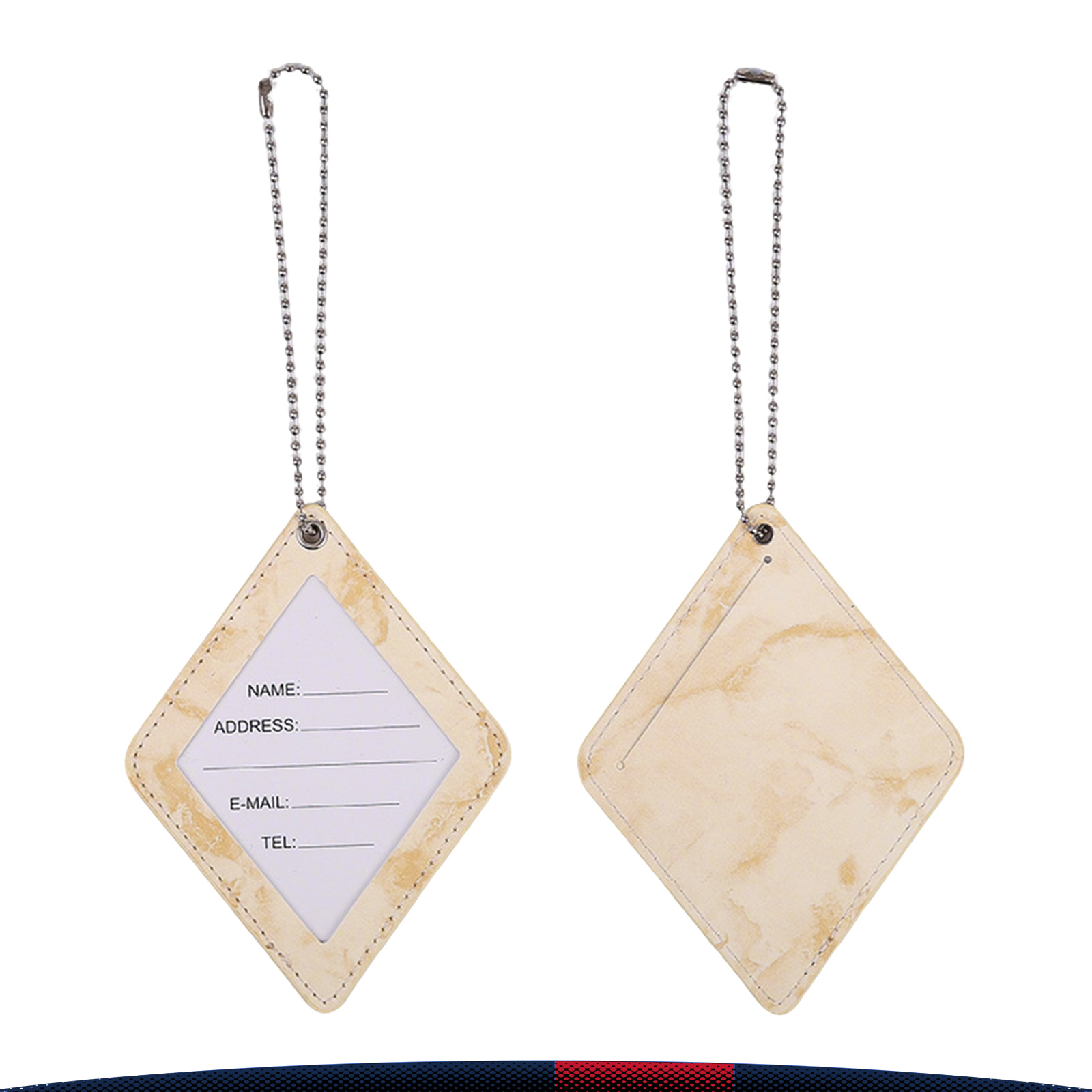 Kelune Diamond-Shaped Marble Pattern PU Leather Luggage Tag 4