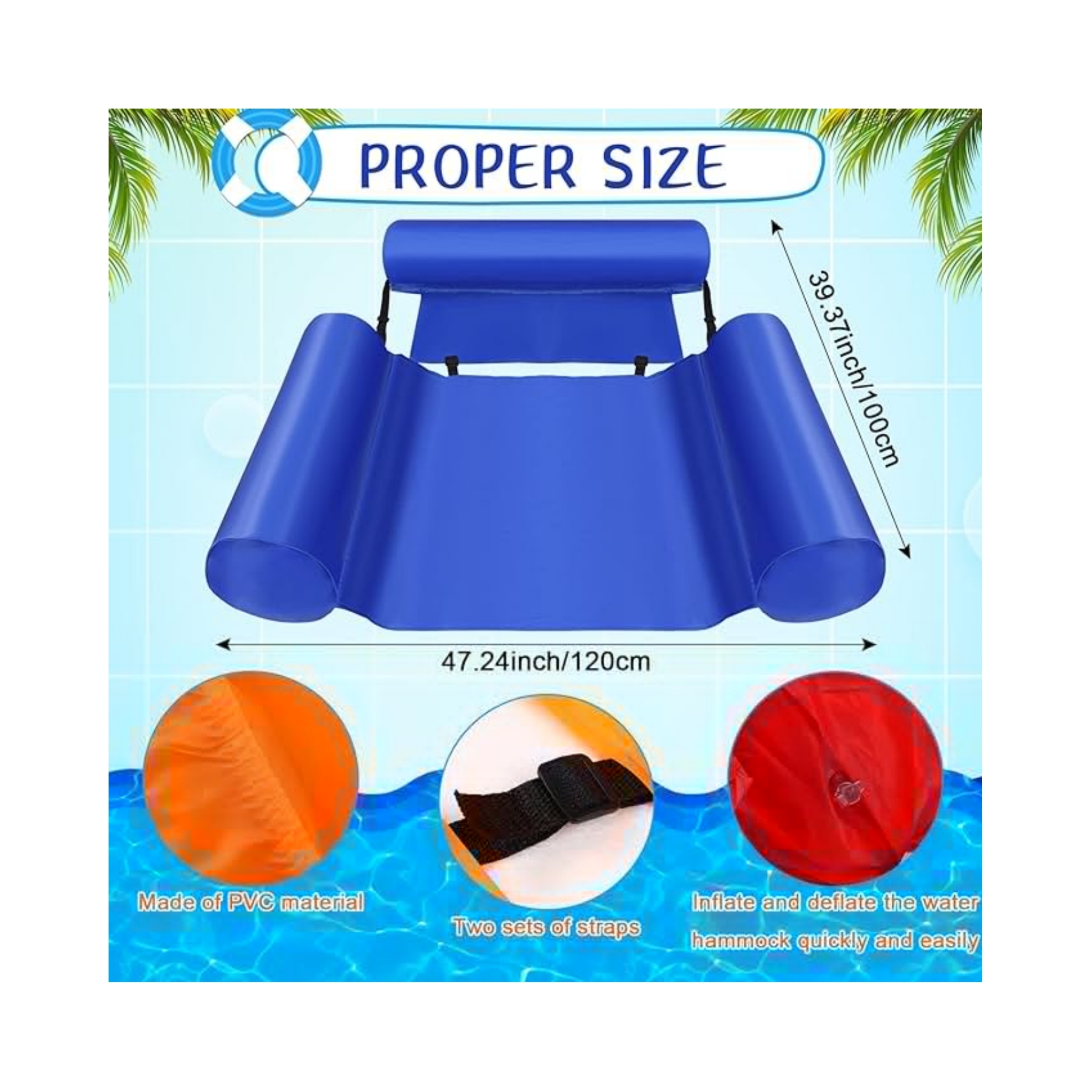 Water Pool Inflatable Lounge Chair Float 2