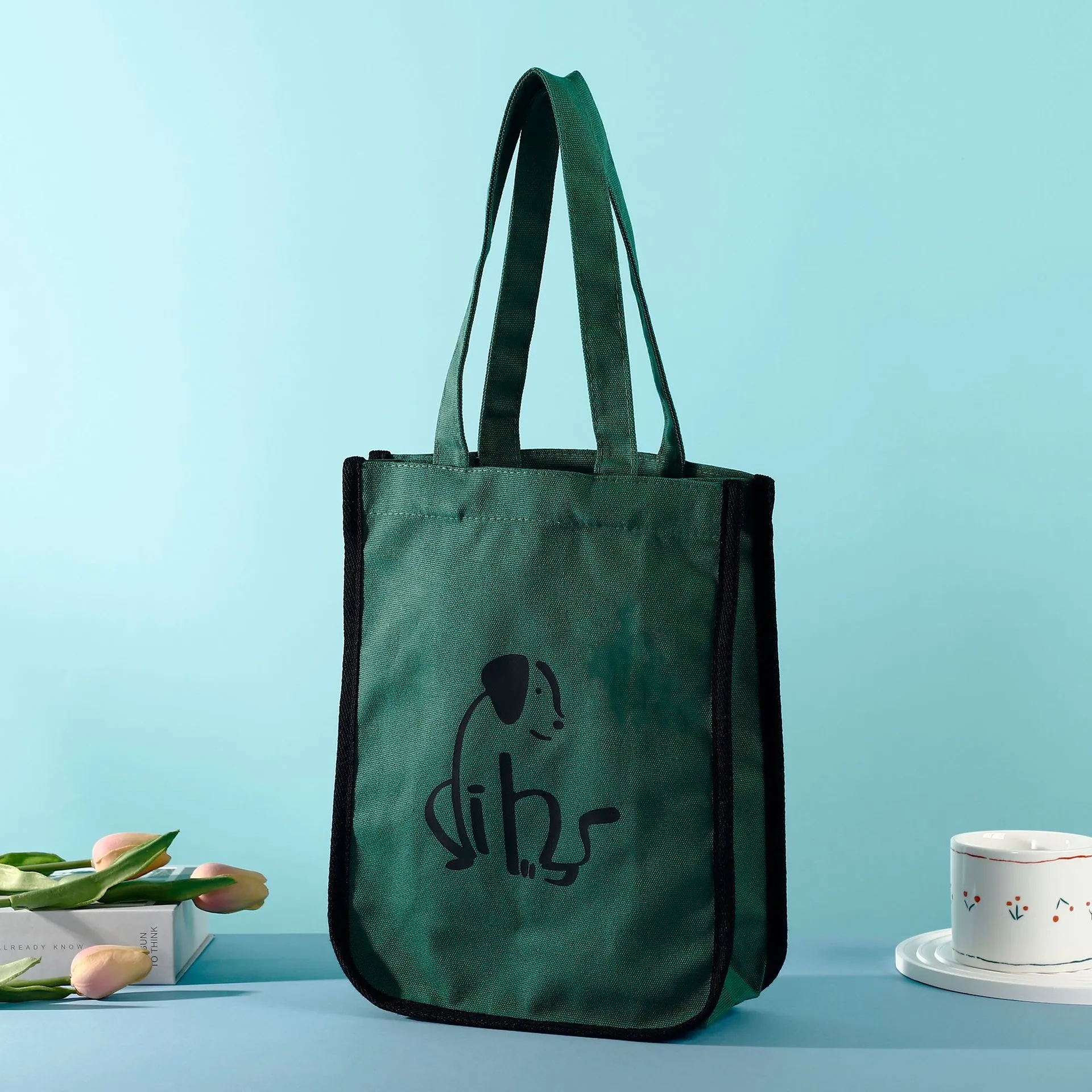 Canvas cotton Corner tote bag -8.5" W x 11.25" H x 4.5" D 2