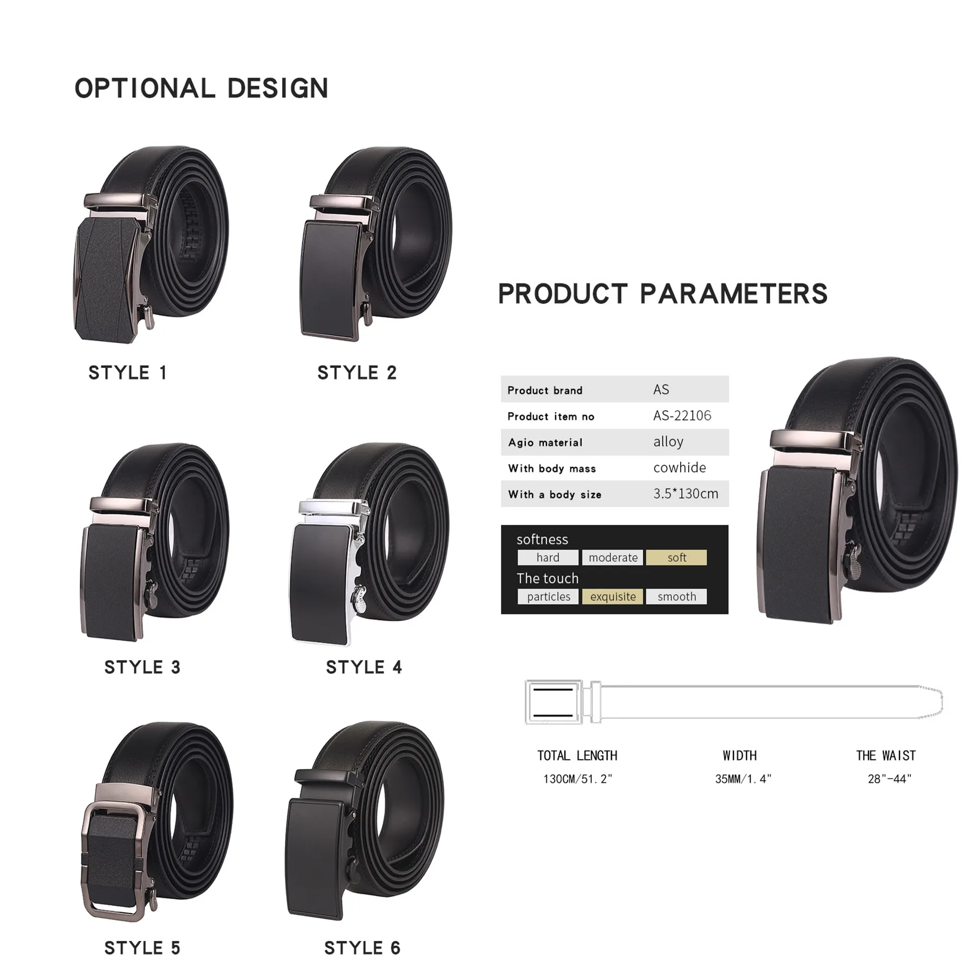 Men's Automatic Buckle Split Leather Business Belt 2