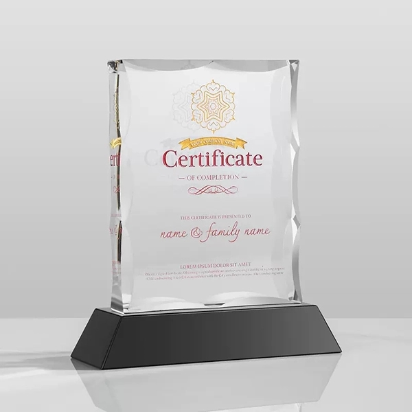 Crystal Black Accented Rectangle Trophy Award 3