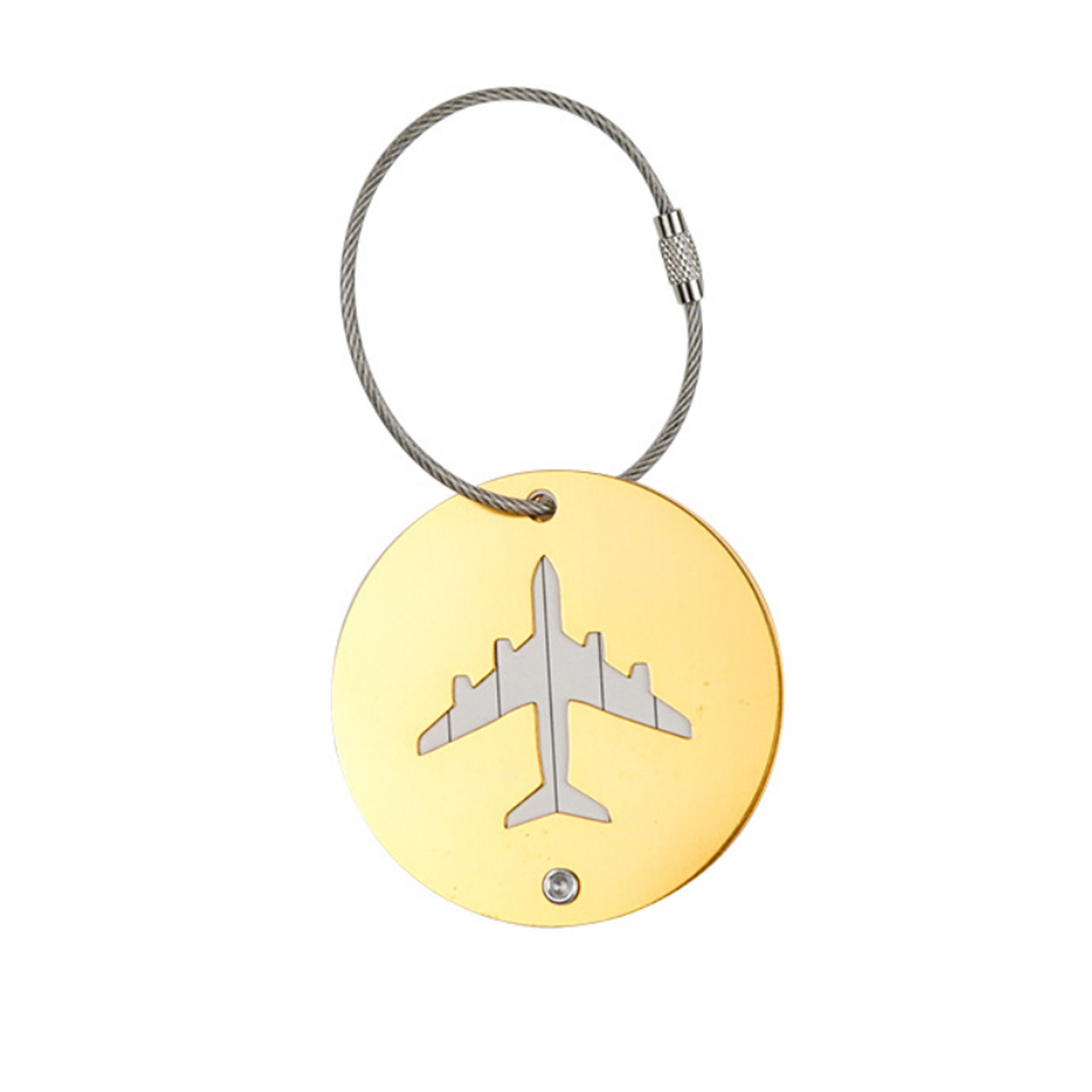 Metallic Round Airplane Shape Travel Luggage Tag 7