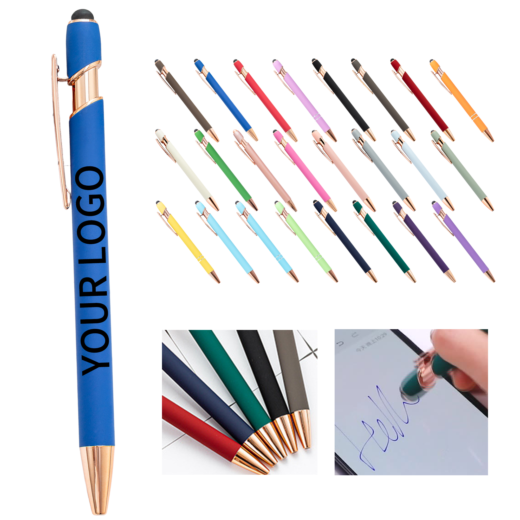 Plastic Metal Dual Function Stylus Ballpoint Pen 5.63" 18