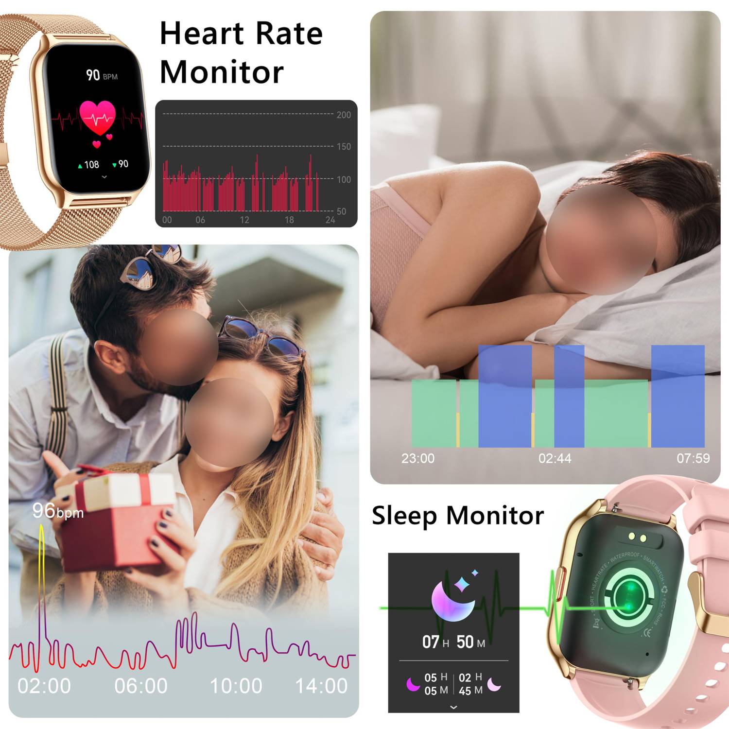 HD Screen Heart Rate Tracker Waterproof Sport Smartwatch 4