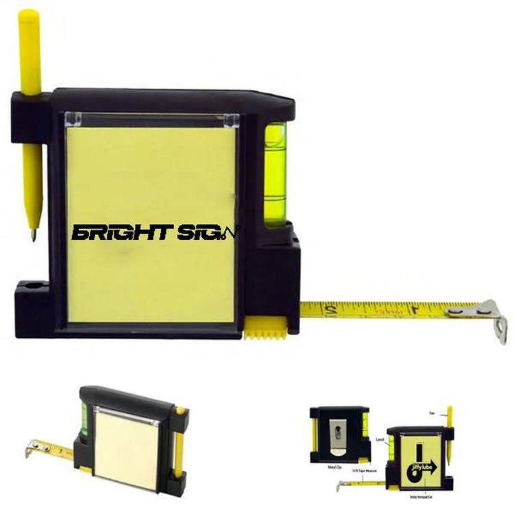 Mini Tape Measure with Level, Notepad, and Pen 2