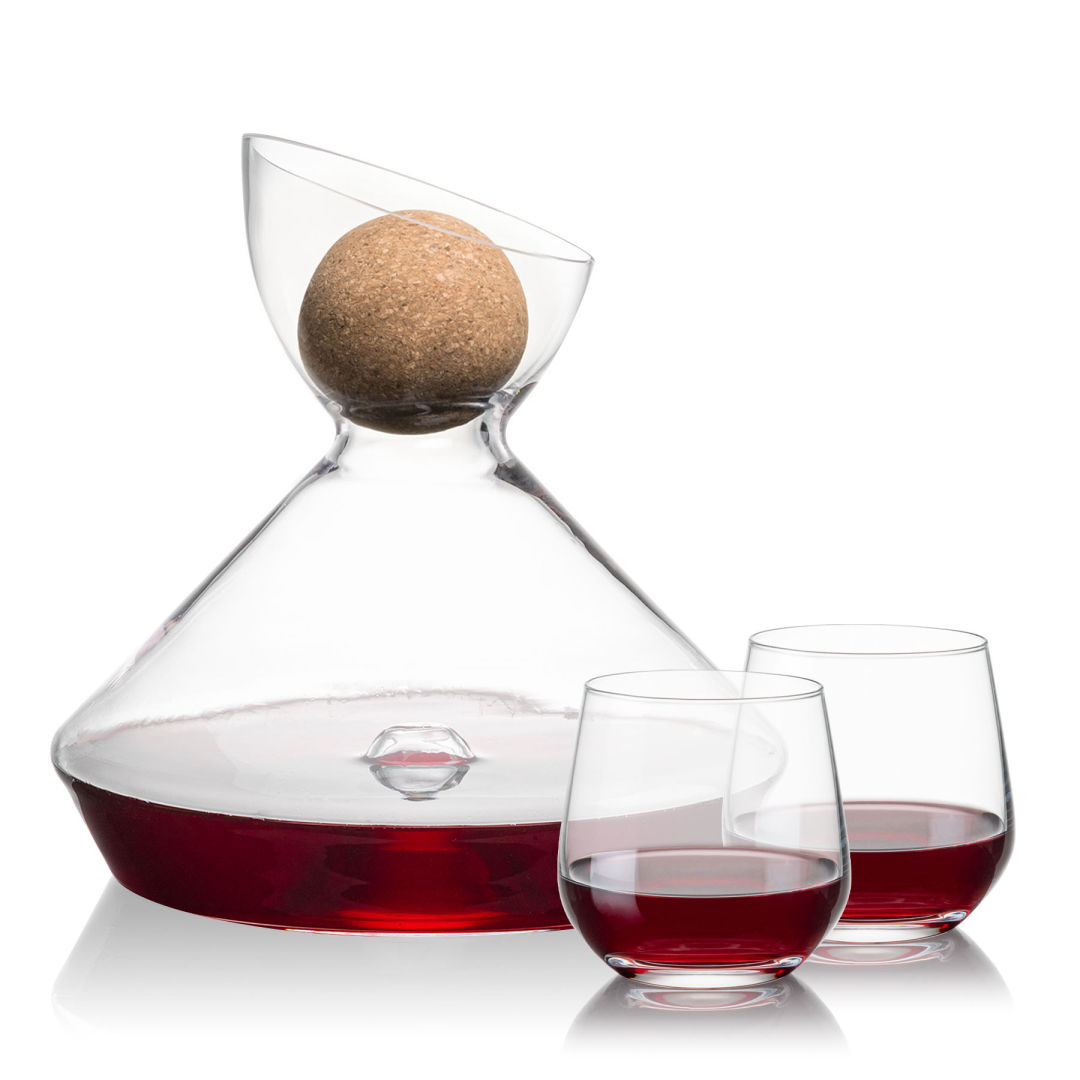 Woodbury Carafe w/Cork Stopper & Garland Stemless Wine 2