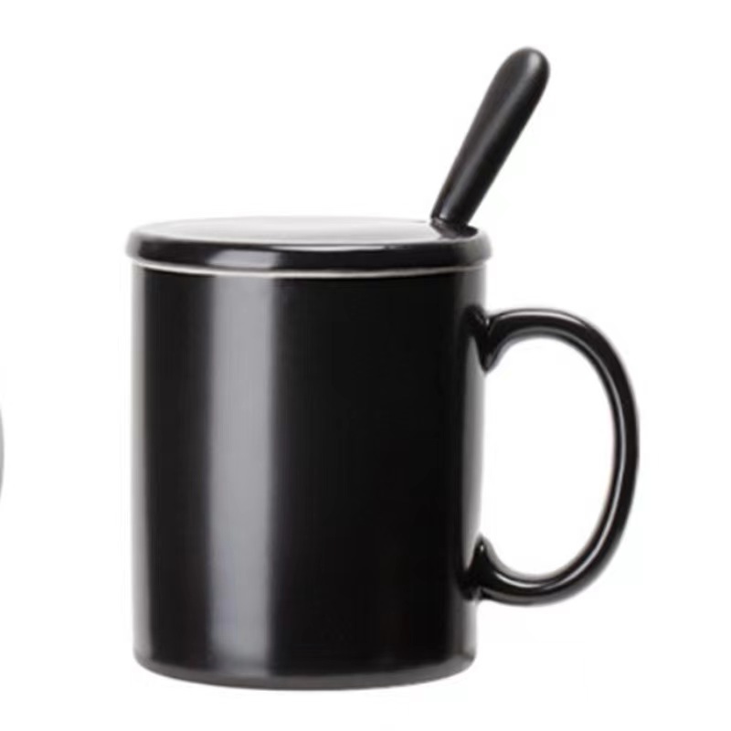 12 Oz Ceramic Tea Mug With Lid And Coffee Spoon 2