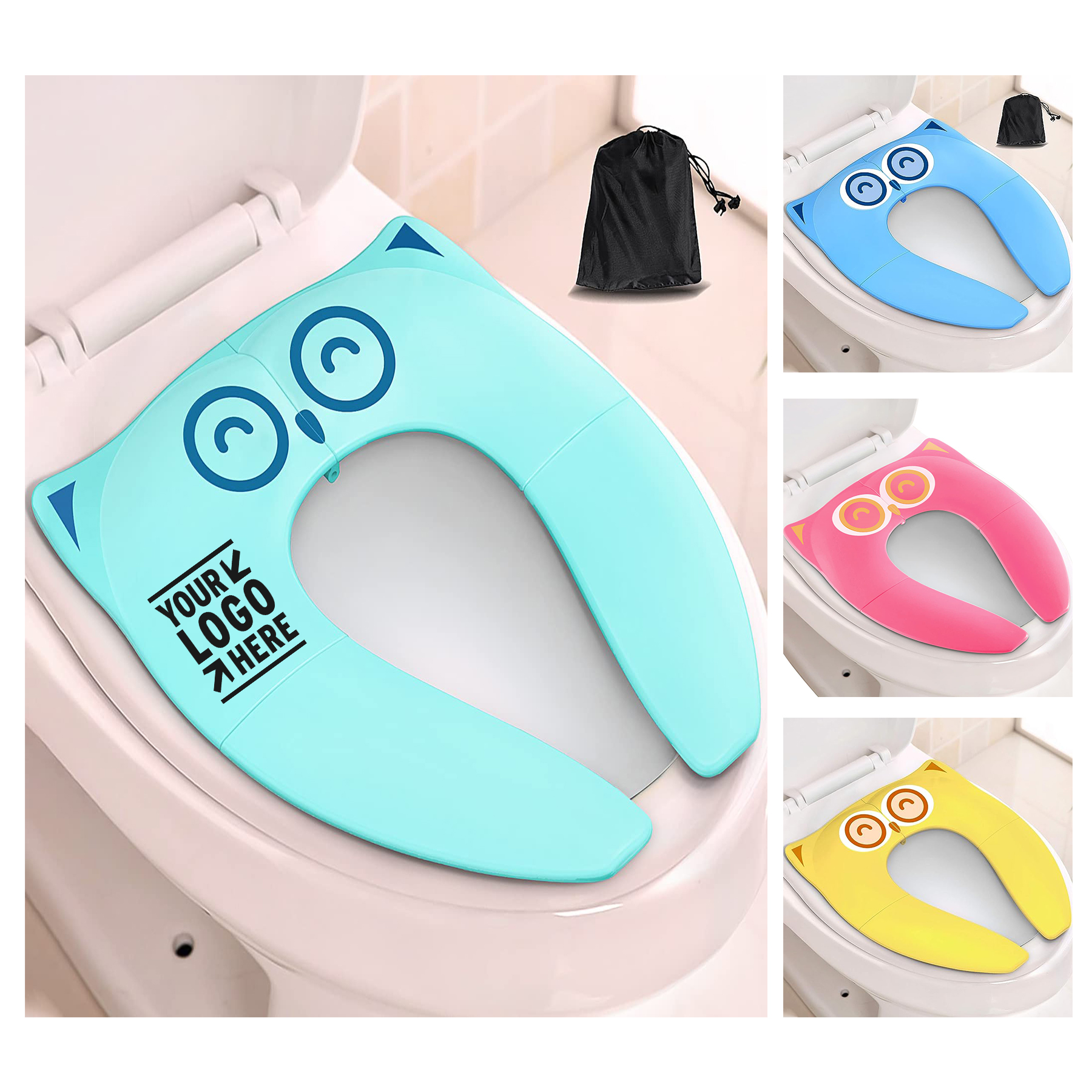 Toddler Kid Upgraded Non-Slip One-handed Removal Folding Travel Potty Seat Large Silicone Pad 2