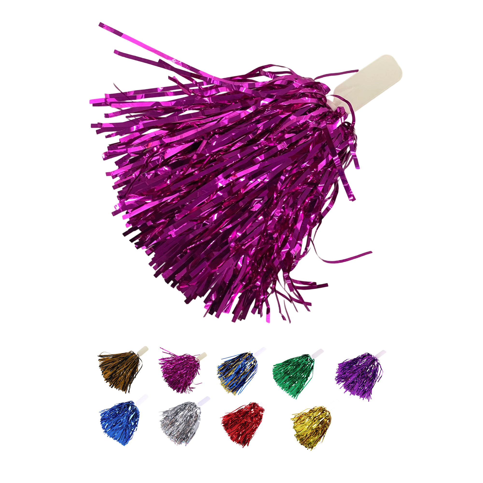 PET Material Cheerleader Pom With Plastic Handle 11.8" 6