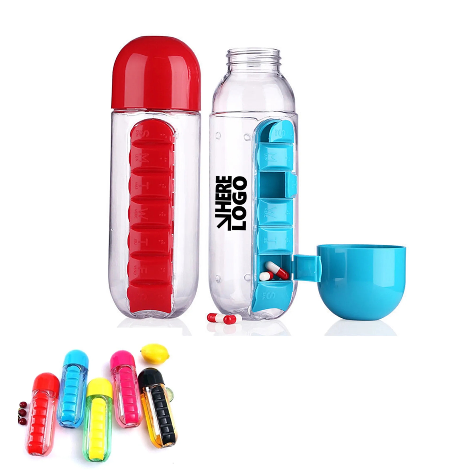20oz Pill Box Organizer With Water Bottle 3