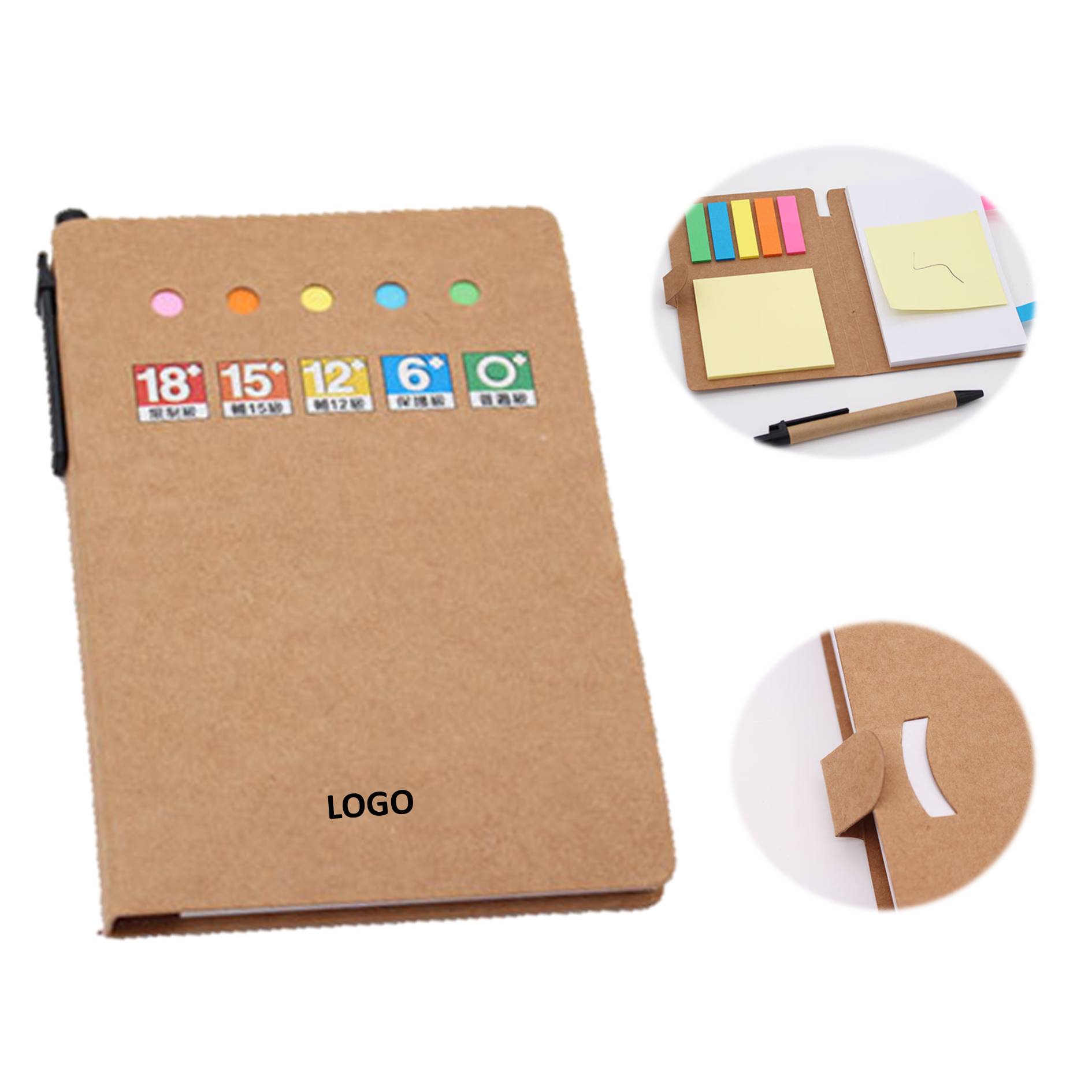 Kraft Cover Sticky Notes Notebook With Pen 2