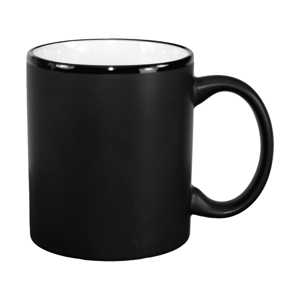 11 oz White In / Matte Black Out Hilo C Handle Mug
