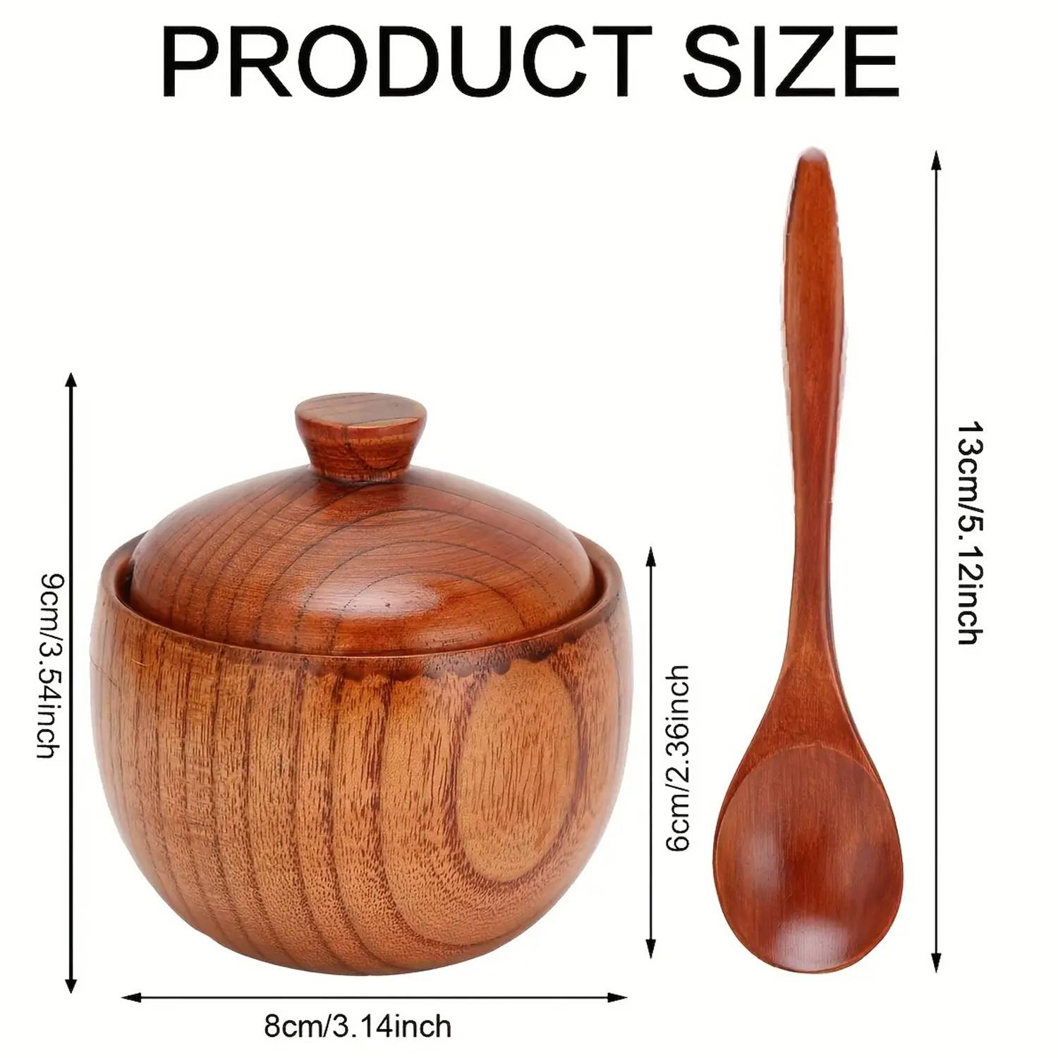Solid Wood Spice Jar w/ Spoon 4
