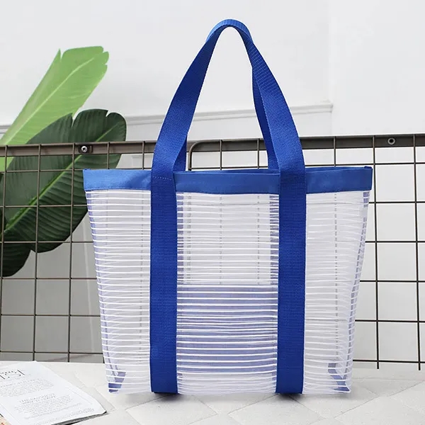 Sheer Striped Mesh Boat tote -13.8x12.6x4.7 4
