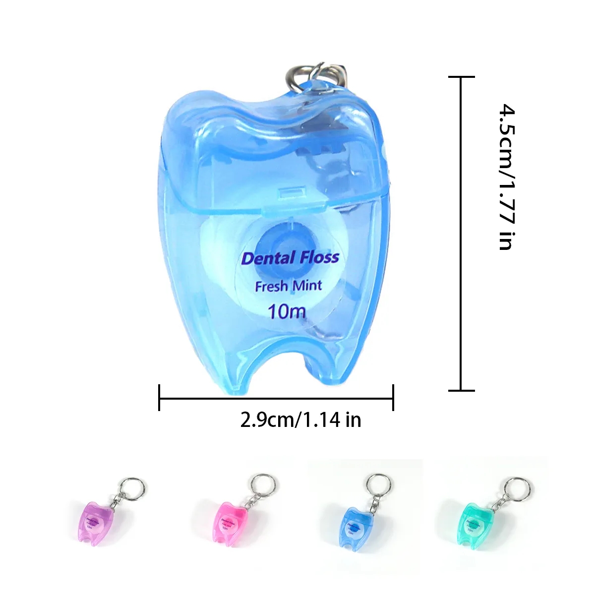 Tooth-Shaped Dental Floss Keychain, 10m Mint 5