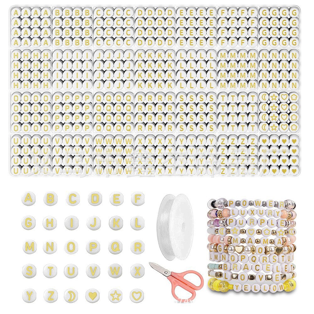 1400pcs Letter Beads 4x7mm Acrylic Round Alphabet Beads 7