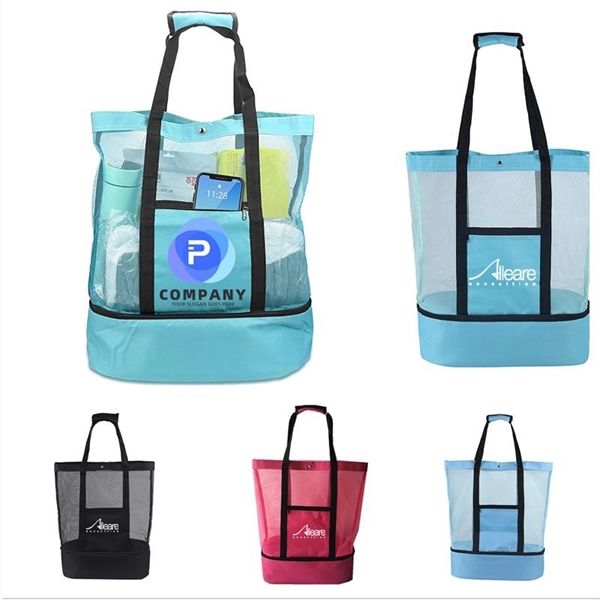 Mesh Beach Bag Tote with Insulated Cooler 6