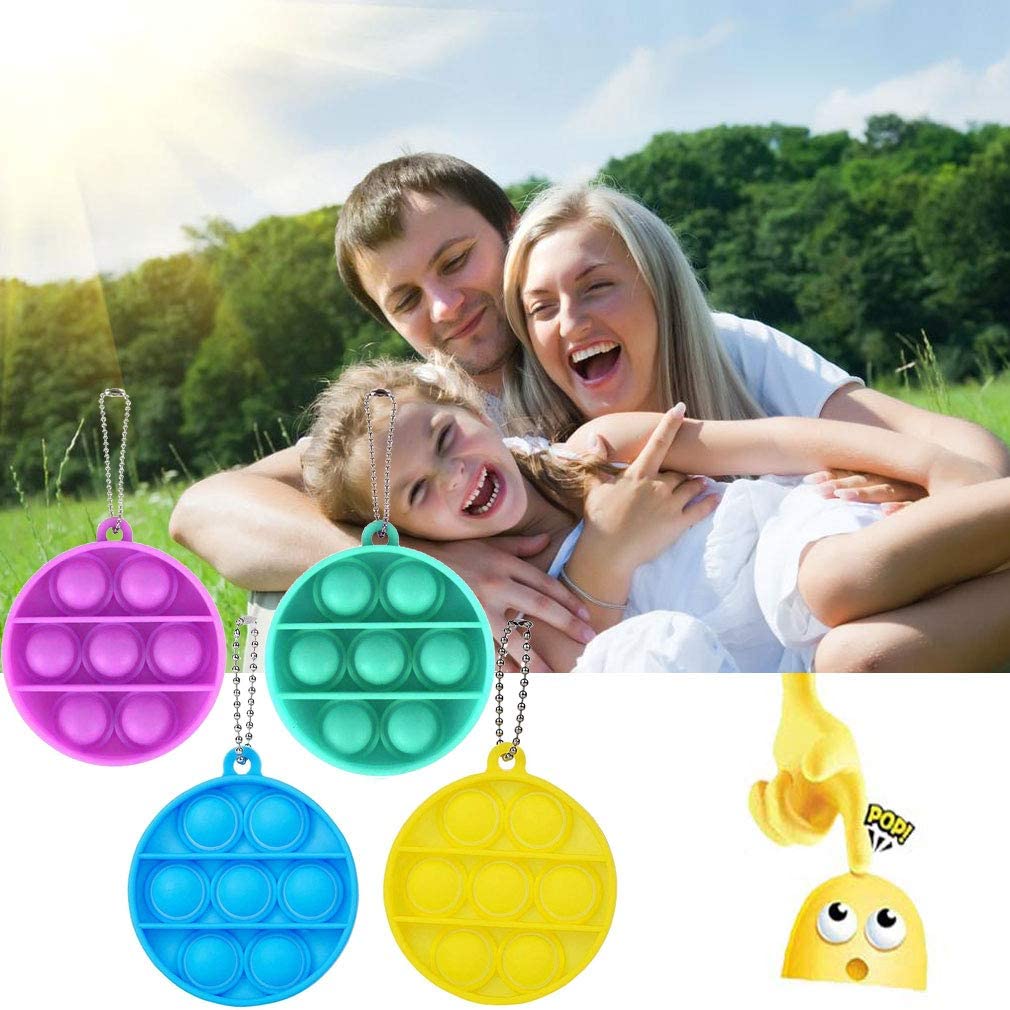 Shape Round Pure Color Push Pop Key Chain/Hook up 7