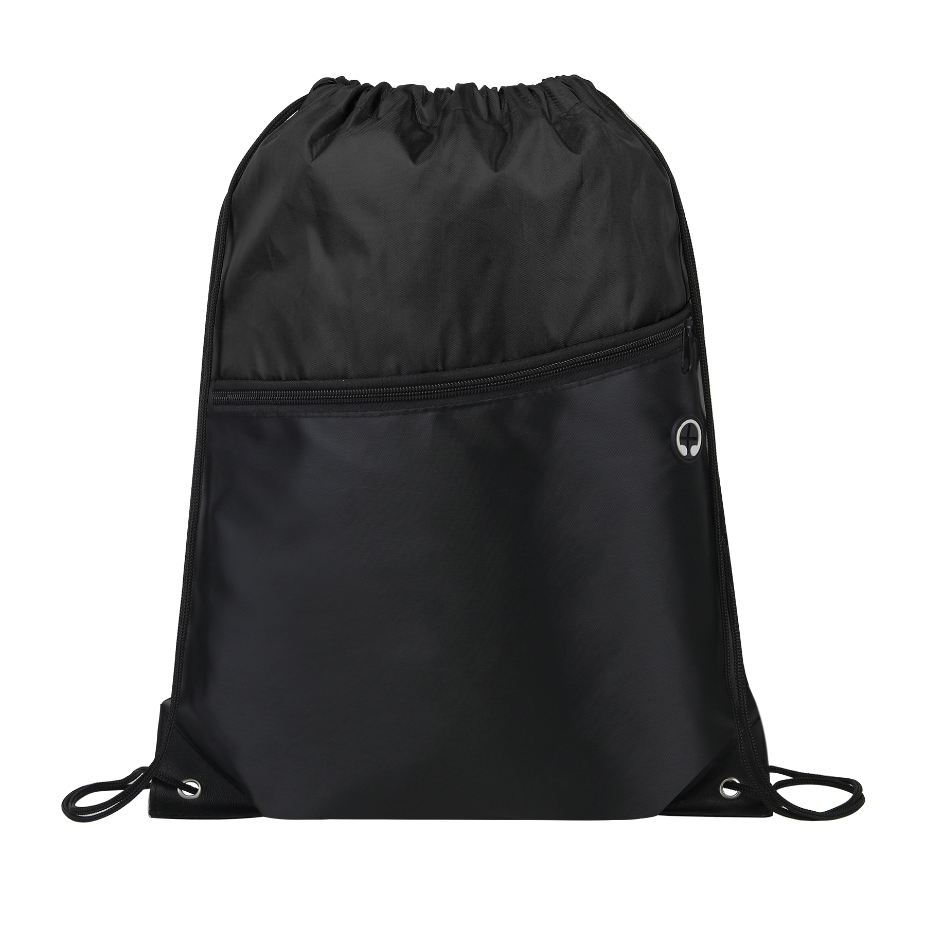 Two-Tone Drawstring Backpack With Front Zipper 15