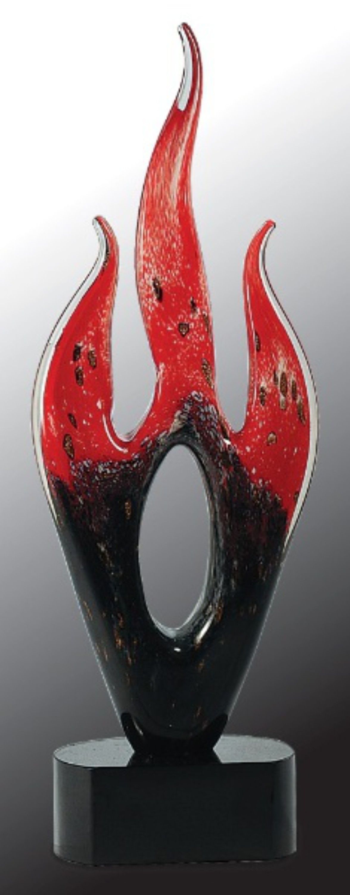 16" Red & Black Flame Art Glass Award 3