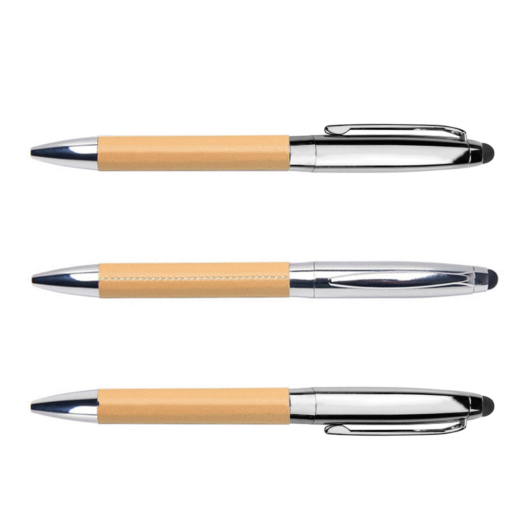 PU Leather Barrel Metal Pen With Stylus 2