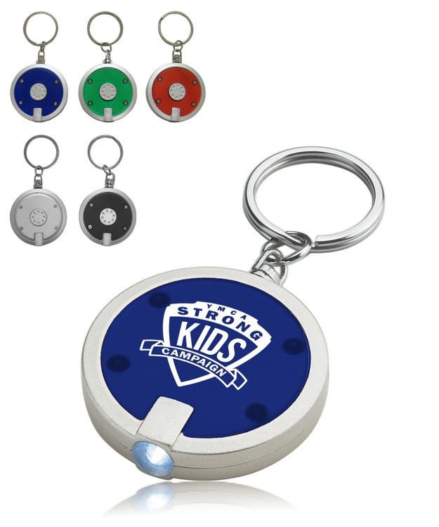 Round LED Flashlight Key Chain - 1 Color Print 2