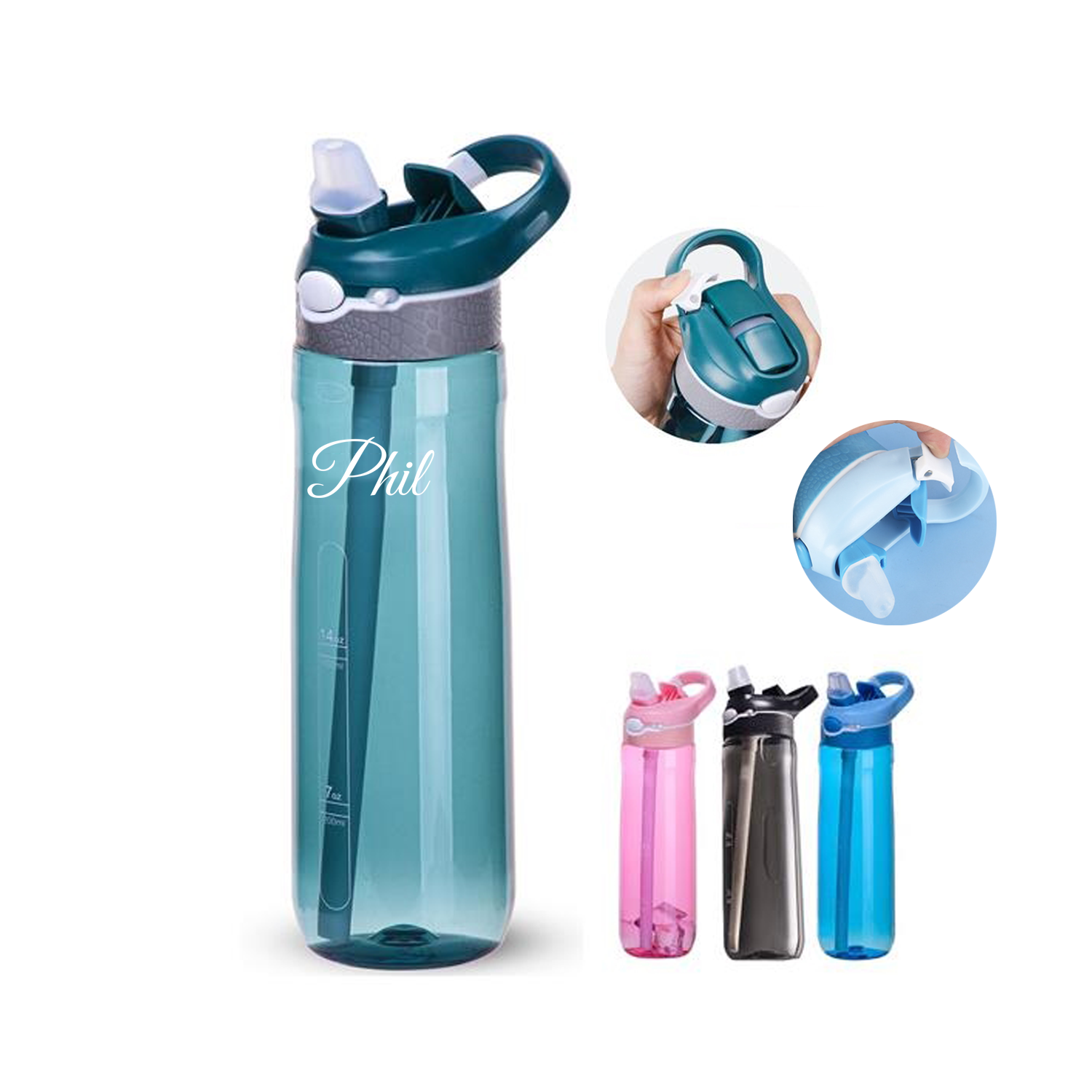 26 Oz. Bottle w/Flip Up Spout & Straw 3