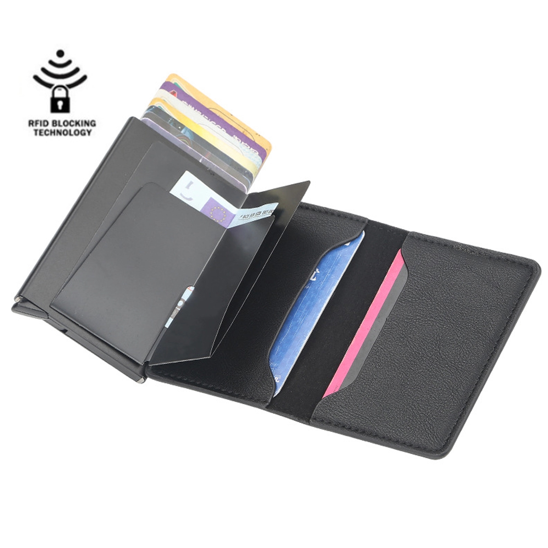 RFID Slim Wallet Pop-up Credit Card Holder With Money Clip 3