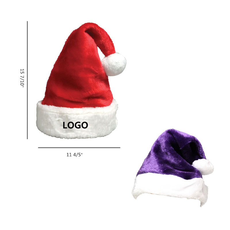 Christmas  Red Purple Plush Santa Hat 1