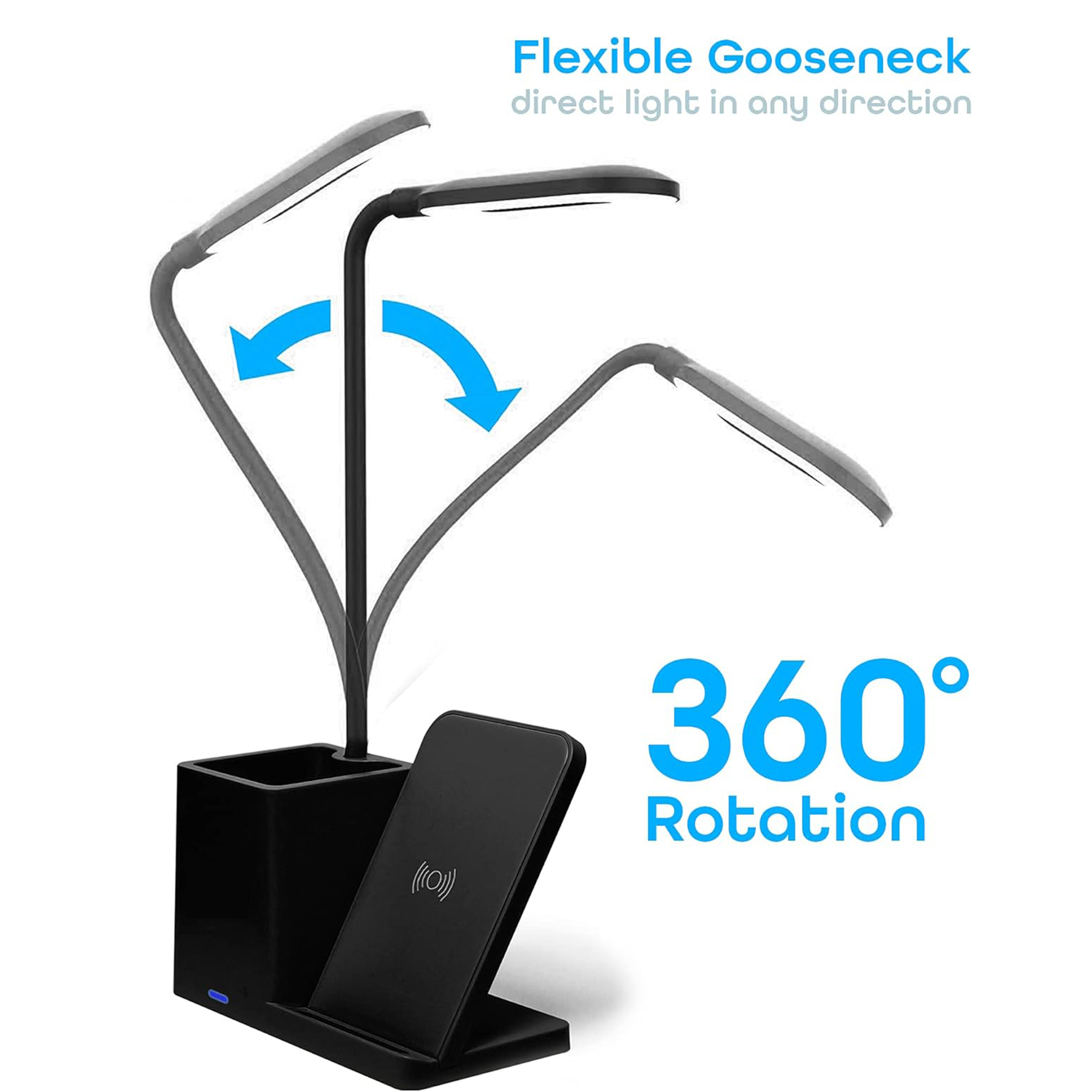 LED Desk Lamp with Pen Holder and Wireless Charger 4