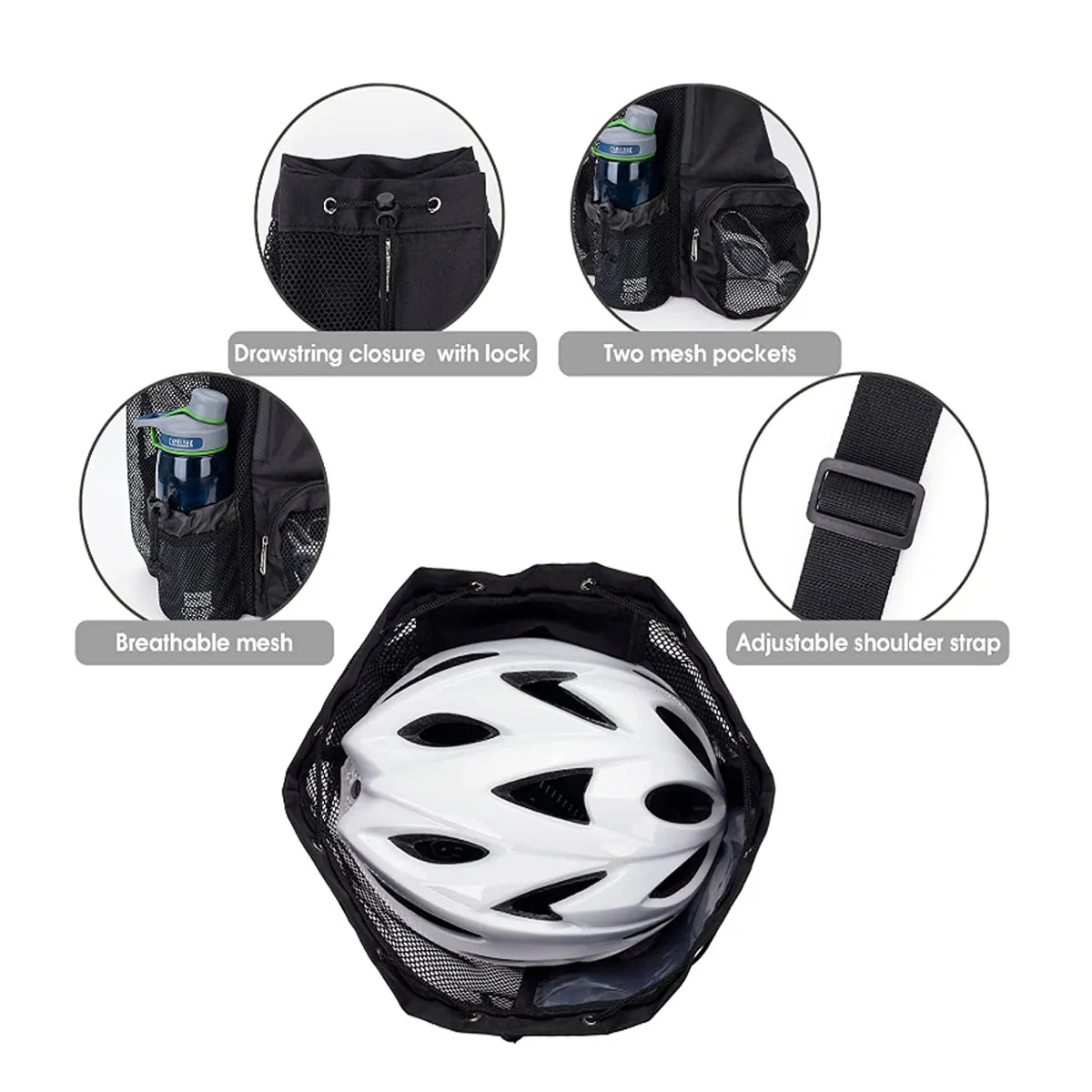 Wet and Dry Compartments Mesh Drawstring Swim Backpack 3