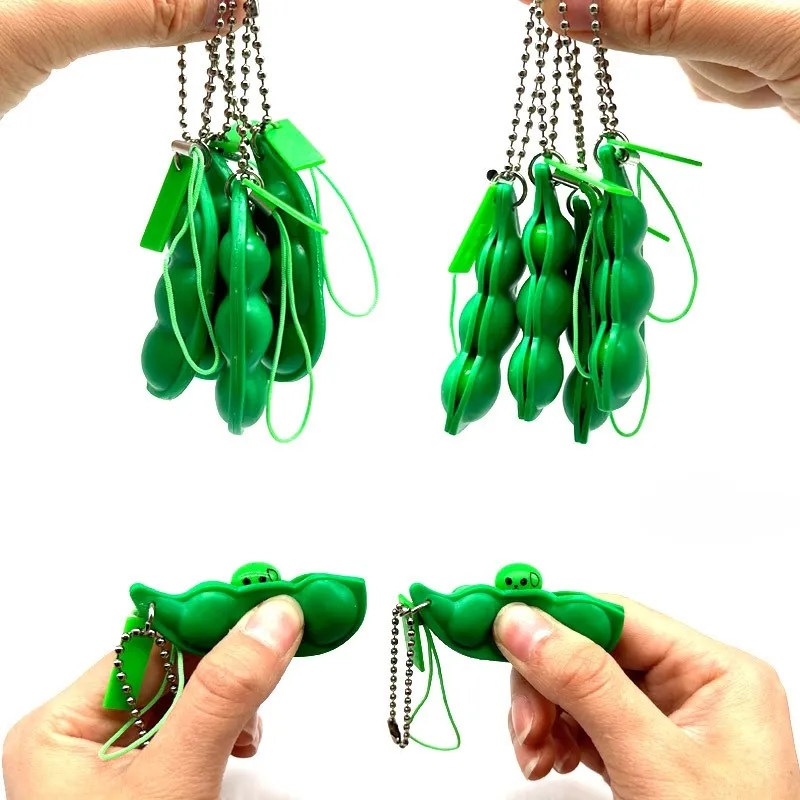 Squeeze Beans Keychain Squishy Pea Pod Stress Toy 4